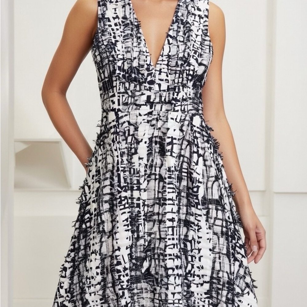 Prabal Gurung Monochrome Textured Midi Dress